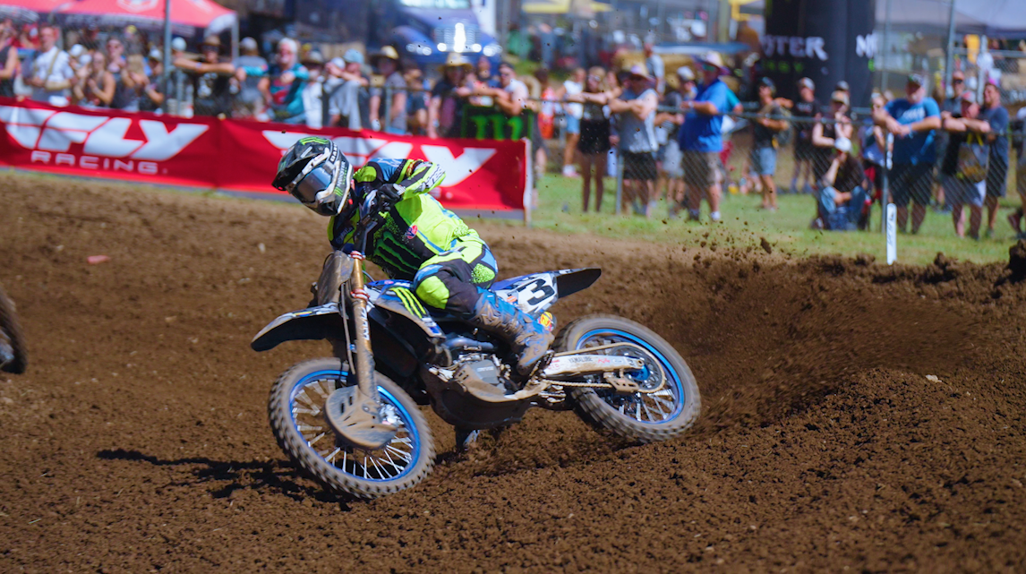 Eli Tomac cornering at Washougal 2025