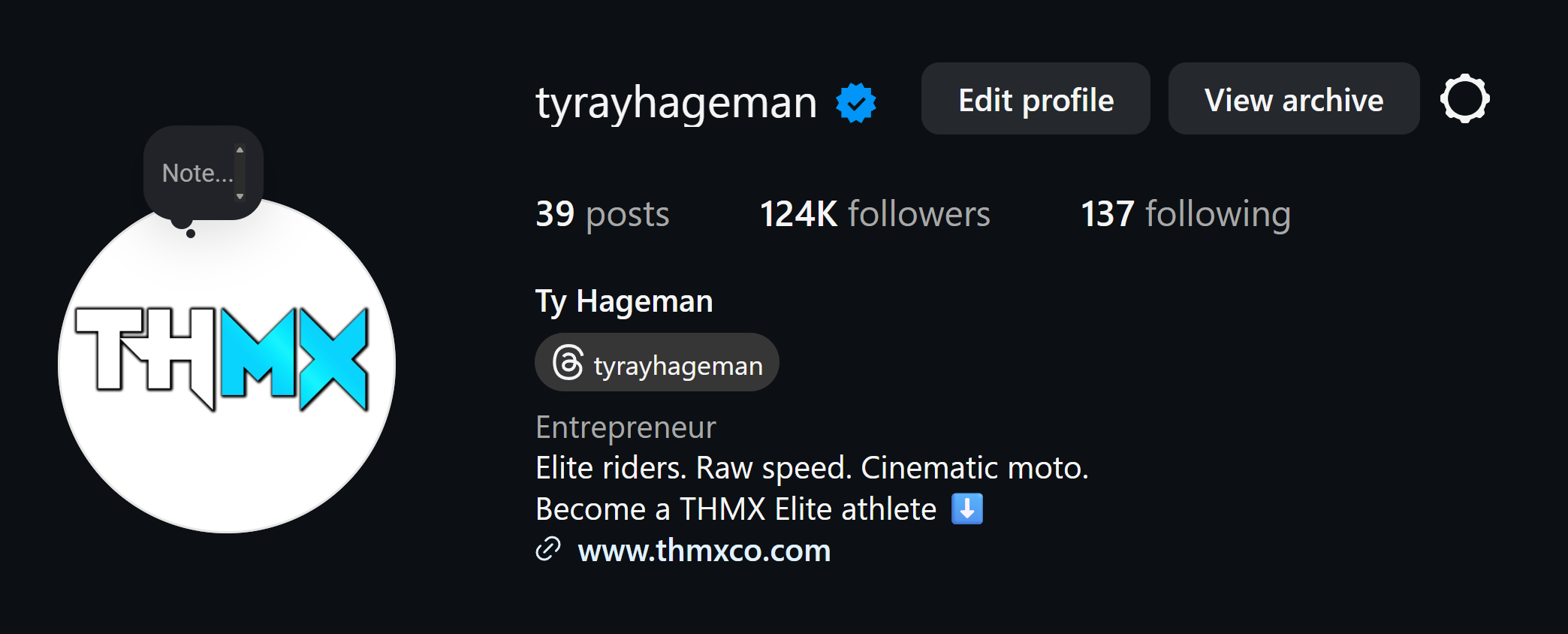 THMX Instagram Profile - @tyrayhageman
